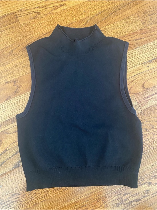 COS Tops - COS Black Ribbed Sleeveless Mock Neck Cropped Top EUC Size S